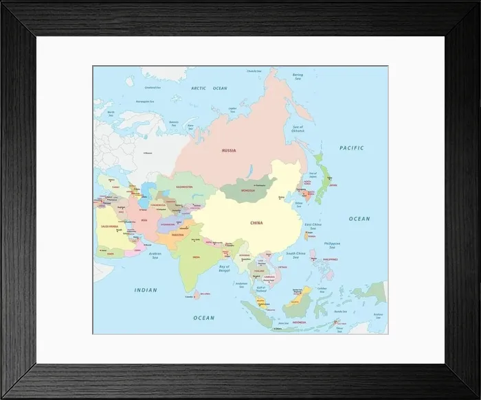 Framed Print : asia map Framed Print : asia map