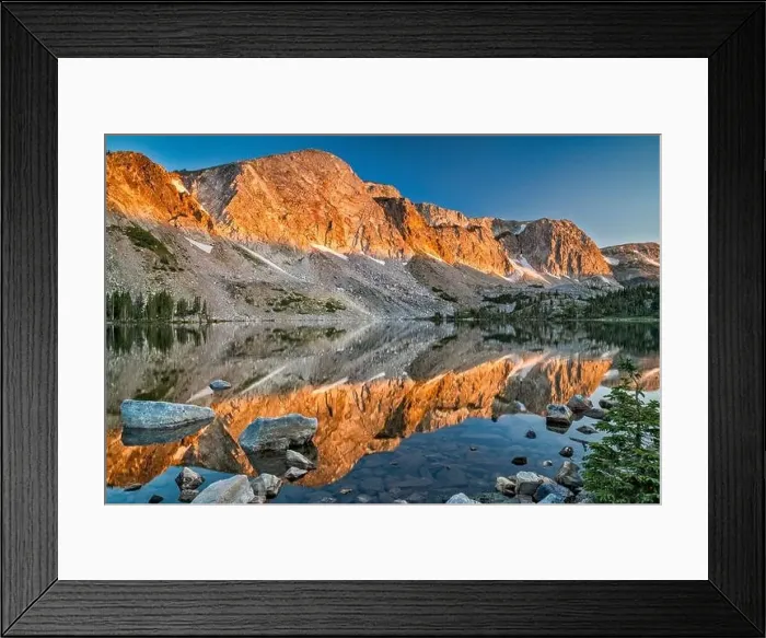 Framed Print : Snowy Range, over Lake Marie, mid-summer sunrise Framed Print : Snowy Range, over Lake Marie, mid-summer sunrise
