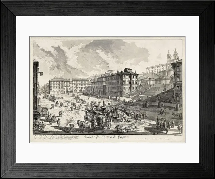 Framed Print : The Piazza di Spagna from Vedute di Roma (Views of Rome), etching by Giovanni Battista Piranesi, circa 1750