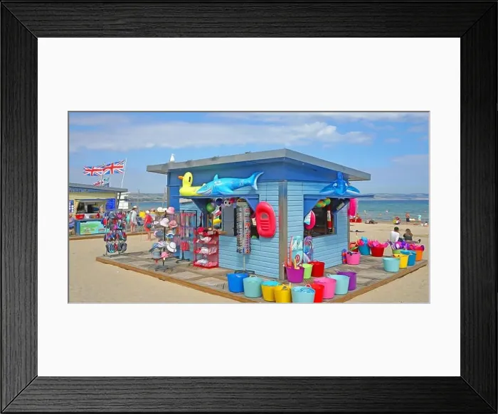 Framed Print : Weymouth beach shop hut Framed Print : Weymouth beach shop hut
