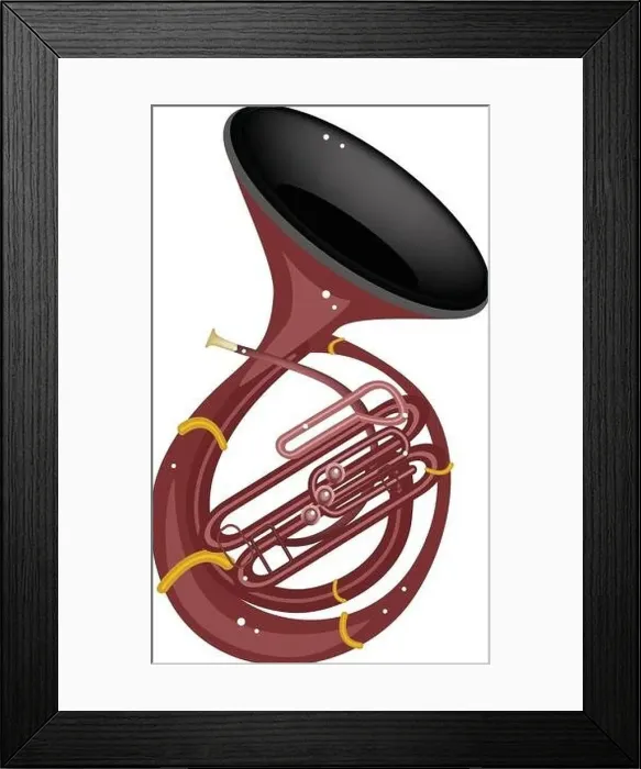 Framed Print : Music Instrument, An Illustration Brown Color of Vintage Sousaphone Isolated on White Background Framed Print : Music Instrument, An Illustration Brown Color of Vintage Sousaphone Isolated on White Background