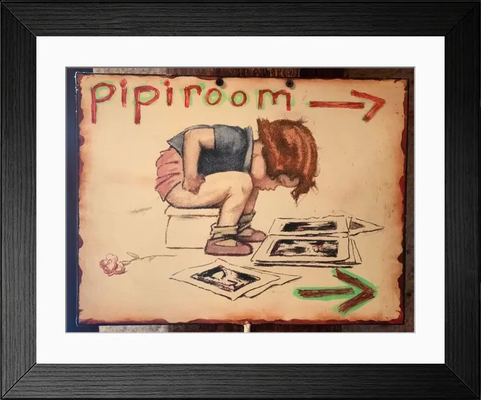 Framed Print : Cartoon drawing of little boy sitting on a potty reading magazines as signboard to Toilet WC pipi room France Framed Print : Cartoon drawing of little boy sitting on a potty reading magazines as signboard to Toilet WC pipi room France
