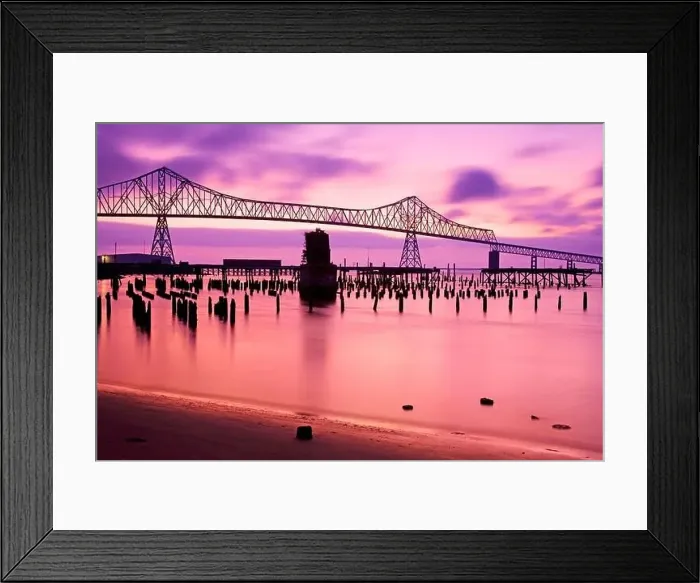 Framed Print : Astoria Bridge and the Columbia River at sunset