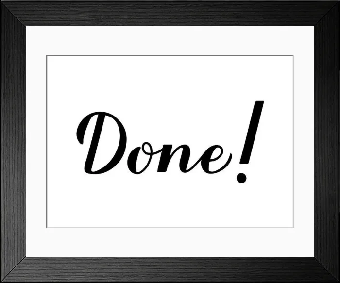 Framed Print : Done calligraphy hand lettering isolated on white