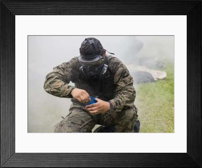 Framed Print : U.S. Marine Corps Cpl. Ruben Flores with Bridge Company Framed Print : U.S. Marine Corps Cpl. Ruben Flores with Bridge Company