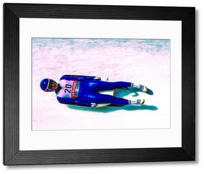 Framed Print : Iluta Gaile (LAT) during Women's singles luge competition at the 1992 Olympic Winter Games Framed Print : Iluta Gaile (LAT) during Women's singles luge competition at the 1992 Olympic Winter Games