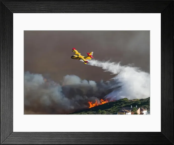 Framed Print : Fire Fighting Aircraft attacking wild fire in southern Spain Framed Print : Fire Fighting Aircraft attacking wild fire in southern Spain