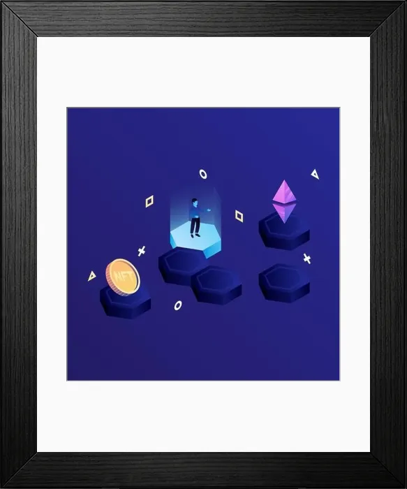 Framed Print : P2E Crypto Games Illustration. Make money playing crypto games. Vector illustration Framed Print : P2E Crypto Games Illustration. Make money playing crypto games. Vector illustration