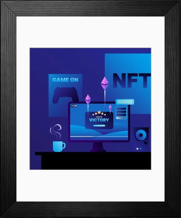 Framed Print : NFT Crypto Games Illustration. NFT Game streamer. Vector illustration Framed Print : NFT Crypto Games Illustration. NFT Game streamer. Vector illustration