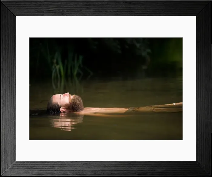 Framed Print : Man floating in lake - Cedar Mountain, North Carolina USA Framed Print : Man floating in lake - Cedar Mountain, North Carolina USA
