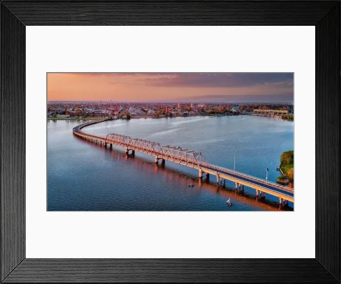Framed Print : Early morning light on the Yarrawonga bridge looking south Framed Print : Early morning light on the Yarrawonga bridge looking south