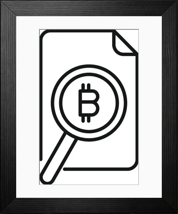 Framed Print : Search cryptocurrency icon outline vector. Bitcoin money. Crypto business Framed Print : Search cryptocurrency icon outline vector. Bitcoin money. Crypto business