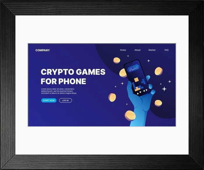 Framed Print : P2E Games. Blockchain VR Games. P2E Crypto Games Landing Page Concept. Vector illustration Framed Print : P2E Games. Blockchain VR Games. P2E Crypto Games Landing Page Concept. Vector illustration