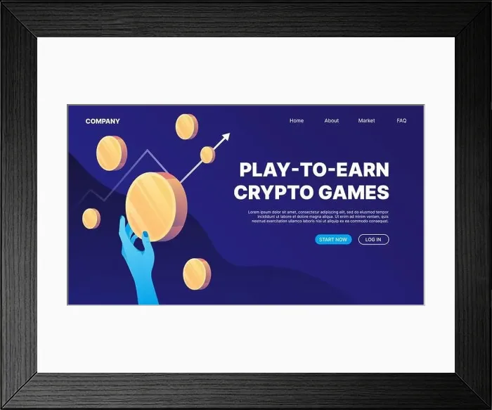 Framed Print : Crypto Games. Play to Earn Landing Page for Website Template. Vector illustration Framed Print : Crypto Games. Play to Earn Landing Page for Website Template. Vector illustration