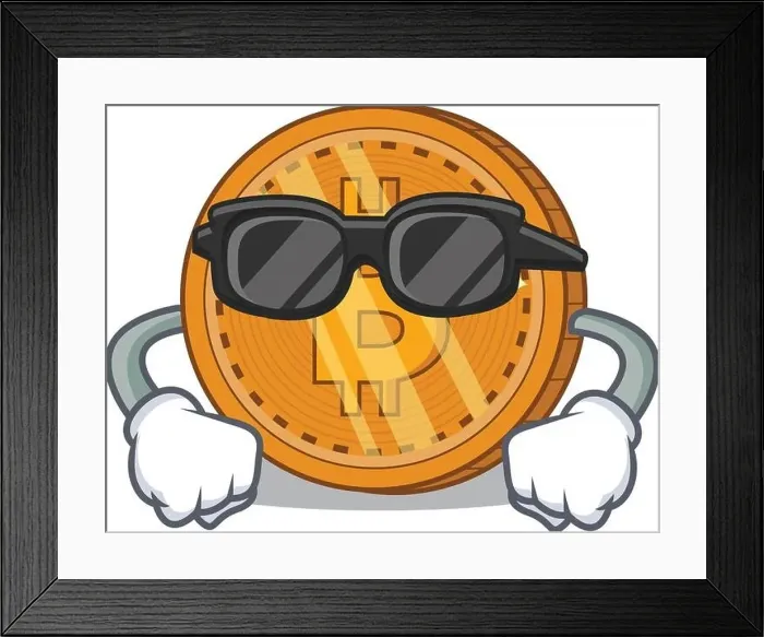 Framed Print : Super cool bitcoin coin character cartoon Framed Print : Super cool bitcoin coin character cartoon