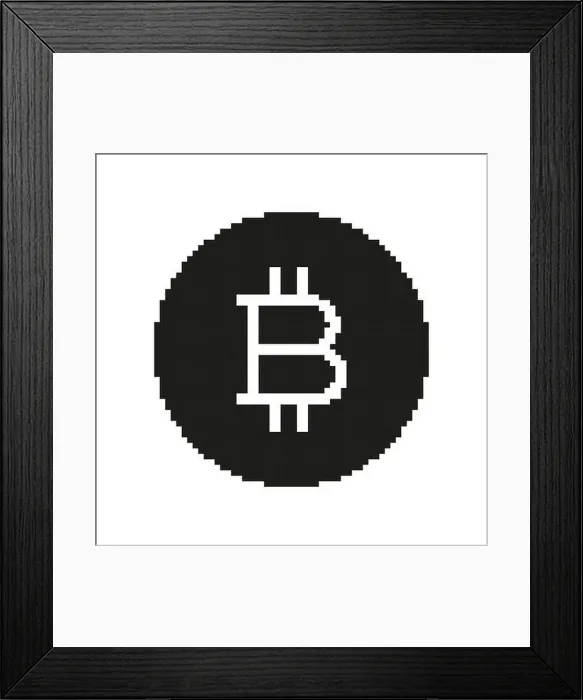 Framed Print : Bitcoin Silhouette Icon in Pixel Style Framed Print : Bitcoin Silhouette Icon in Pixel Style