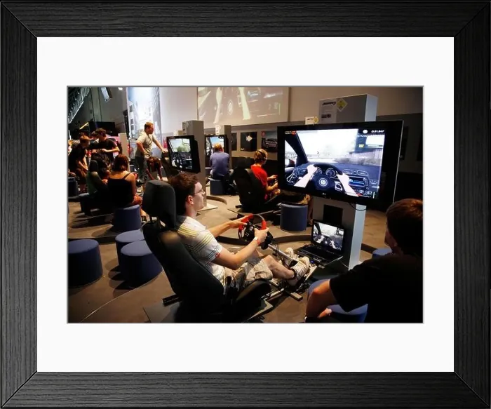Framed Print : Driving simulator, car racing games Framed Print : Driving simulator, car racing games