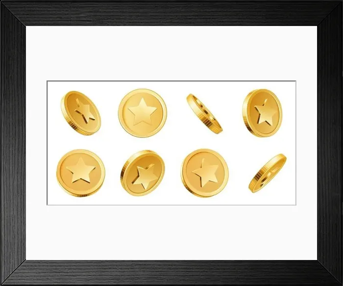 Framed Print : Golden coins 3D. Game gold coin Framed Print : Golden coins 3D. Game gold coin