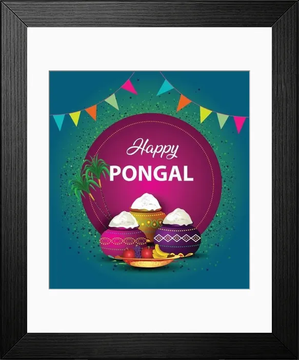 Framed Print : Vector illustration design of Tamil nadu festival of Happy Pongal celebration. poster, banner, template background Framed Print : Vector illustration design of Tamil nadu festival of Happy Pongal celebration. poster, banner, template background