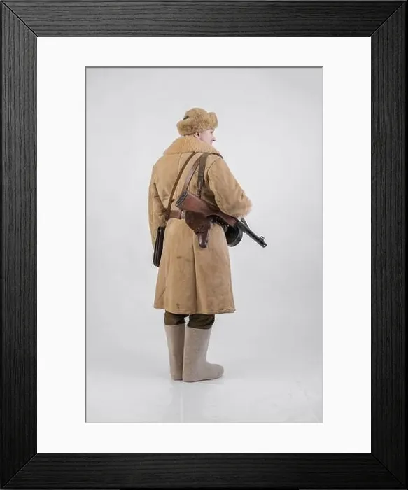 Framed Print : A man in a winter military uniform of an officer of the Soviet army during World War Two Framed Print : A man in a winter military uniform of an officer of the Soviet army during World War Two
