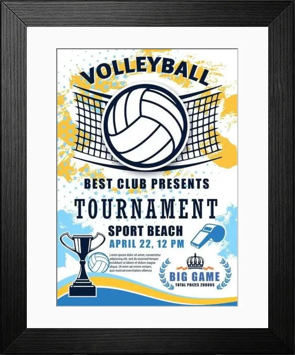 Framed Print : Volleyball sport match tournament poster Framed Print : Volleyball sport match tournament poster