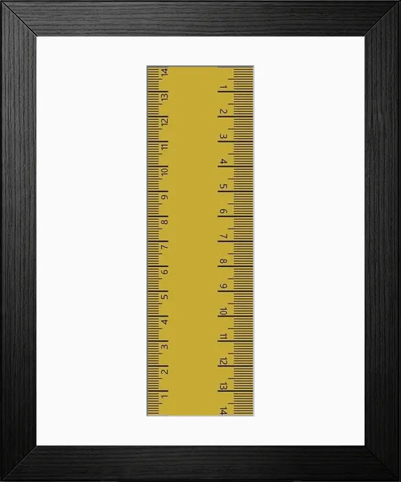 Framed Print : 14 cm measure ruler. 14 centimeters metric ruler with yellow and black colors Framed Print : 14 cm measure ruler. 14 centimeters metric ruler with yellow and black colors