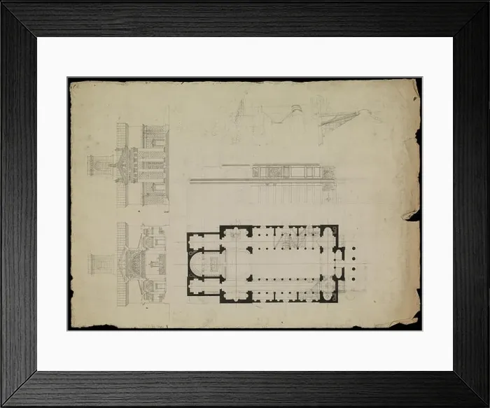Framed Print : Notre Dame de Lorette Paris, France, preliminary design, Hippolyte Le Bas architectural drawings, ca. 1823-1829, Le Bas Framed Print : Notre Dame de Lorette Paris, France, preliminary design, Hippolyte Le Bas architectural drawings, ca. 1823-1829, Le Bas