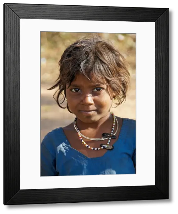 Framed Print : Young girl of Adivasi tribe near Poshina, Gujarat, India Framed Print : Young girl of Adivasi tribe near Poshina, Gujarat, India
