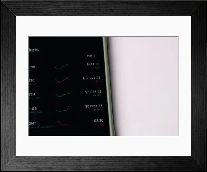 Framed Print : Cryptocurrency market value on smart phone app concept Framed Print : Cryptocurrency market value on smart phone app concept