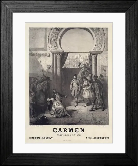 Framed Print : Poster for the premiere of the opera Carmen by Georges Bizet, 1875. Private Collection Framed Print : Poster for the premiere of the opera Carmen by Georges Bizet, 1875. Private Collection