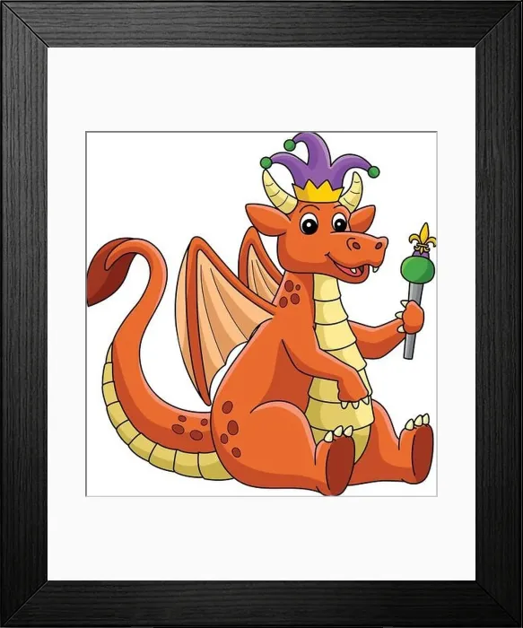 Framed Print : Mardi Gras Jester Dragon Cartoon Colored Clipart Framed Print : Mardi Gras Jester Dragon Cartoon Colored Clipart