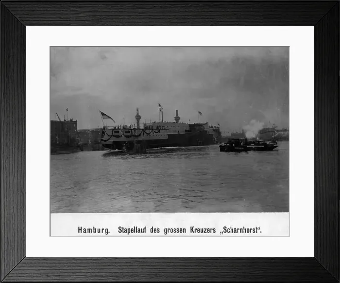 Framed Print : Launch of the large cruiser Scharnhorst on 22 Framed Print : Launch of the large cruiser Scharnhorst on 22
