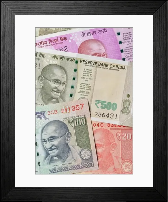 Framed Print : Close up of Indian Currencies Shot in Studio Framed Print : Close up of Indian Currencies Shot in Studio