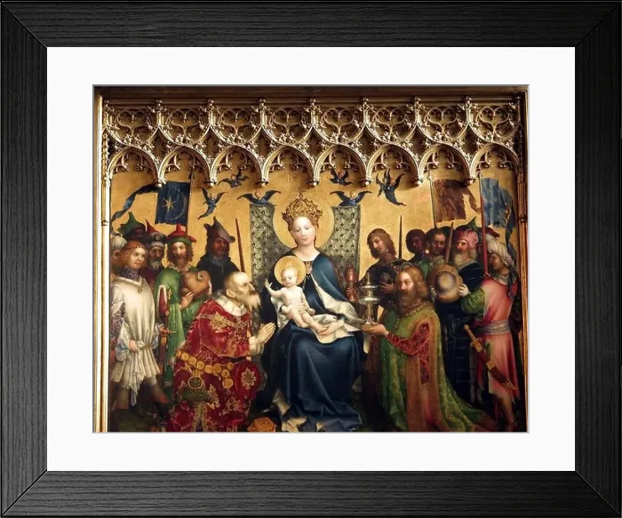 Framed Print : Adoration of the Magi (The Dombild Altarpiece, central part) 1445 by Stefan Lochner Framed Print : Adoration of the Magi (The Dombild Altarpiece, central part) 1445 by Stefan Lochner