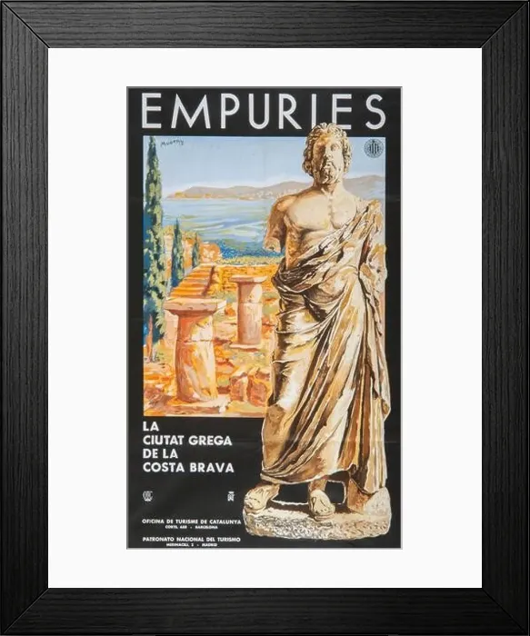 Framed Print : Cartel publicitario de Enric Moneny i Noguera, Empuries, la ciutat grega de la Costa Brava, 1933. Colección privada Framed Print : Cartel publicitario de Enric Moneny i Noguera, Empuries, la ciutat grega de la Costa Brava, 1933. Colección privada