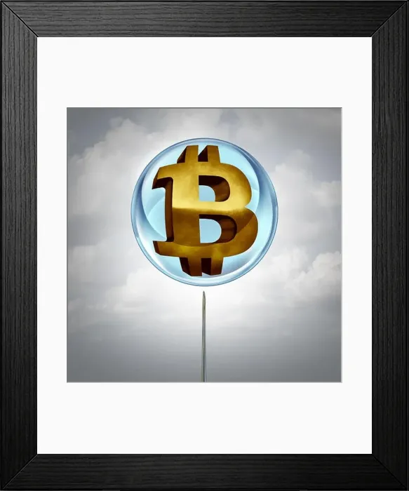Framed Print : Bitcoin bubble symbol as a cryptocurrency or crypto currency in a balloon Framed Print : Bitcoin bubble symbol as a cryptocurrency or crypto currency in a balloon