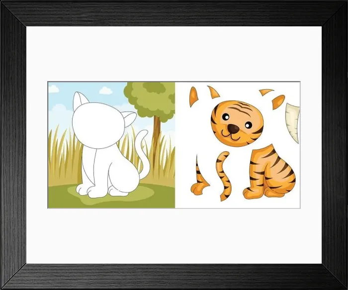 Framed Print : A vector illustration of a tiger puzzle Framed Print : A vector illustration of a tiger puzzle