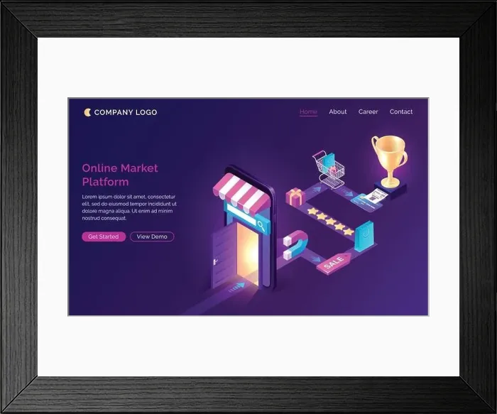 Framed Print : Online market platform isometric landing page Framed Print : Online market platform isometric landing page
