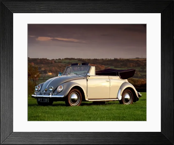 Framed Print : 1954 Volkswagen Beetle Cabriolet in countryside Framed Print : 1954 Volkswagen Beetle Cabriolet in countryside