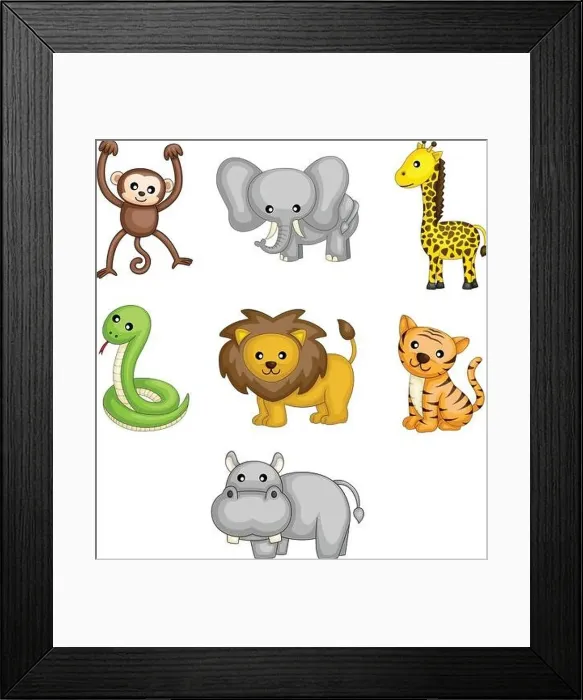 Framed Print : A vector illustrations of wild animals cartoon Framed Print : A vector illustrations of wild animals cartoon