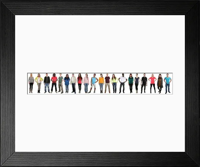 Framed Print : Large group of young people smiling happy multicultural multi ethnic full body portrait standing in a row isolated on a Framed Print : Large group of young people smiling happy multicultural multi ethnic full body portrait standing in a row isolated on a
