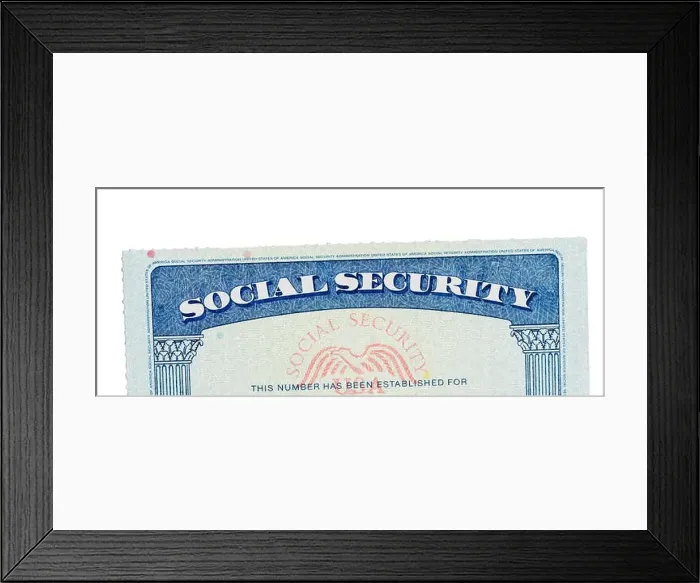 Framed Print : USA Social Security Card isolated against white Framed Print : USA Social Security Card isolated against white