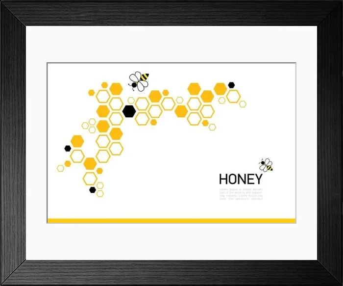 Framed Print : Modern Honeycomb background orange and black color Framed Print : Modern Honeycomb background orange and black color