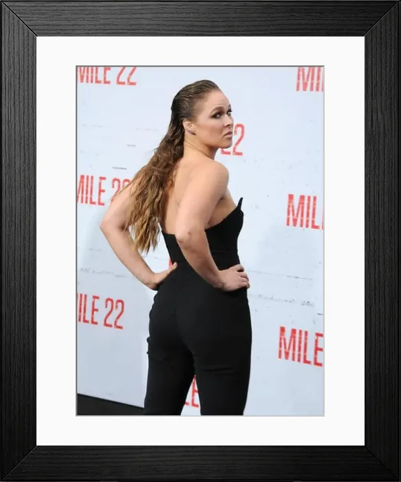Framed Print : WESTWOOD, CA - AUGUST 09: Actress Ronda Rousey attends the premiere of STX Films Mile 22 on August 9