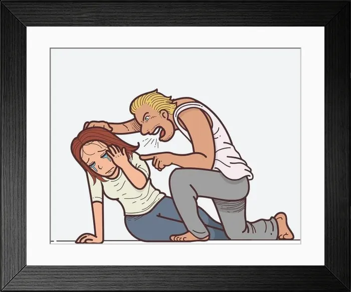 Framed Print : Vector illustration of a domestic violence