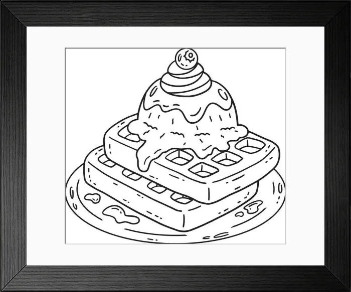 Framed Print : Waffle with an Ice Cream Scoop Isolated Coloring Framed Print : Waffle with an Ice Cream Scoop Isolated Coloring