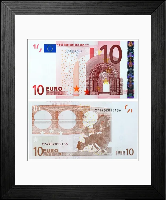 Framed Print : 10 Euro banknote, Romanesque architecture and bridge, 2002 Framed Print : 10 Euro banknote, Romanesque architecture and bridge, 2002