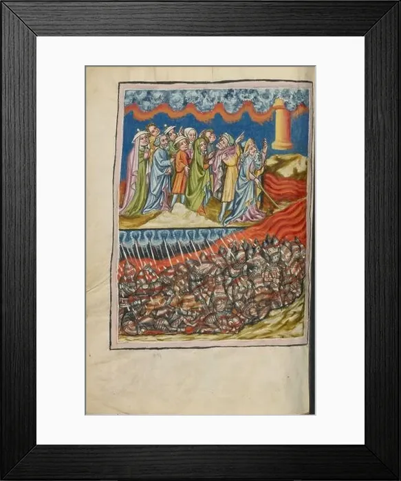 Framed Print : The Crossing of the Red Sea; The Egyptians Engulfed; Weltchronik, about 1400-1410 Framed Print : The Crossing of the Red Sea; The Egyptians Engulfed; Weltchronik, about 1400-1410