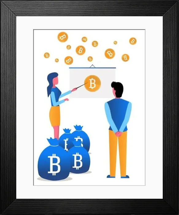 Framed Print : The girl analyzes the growth of crypto currency bitcoin Framed Print : The girl analyzes the growth of crypto currency bitcoin