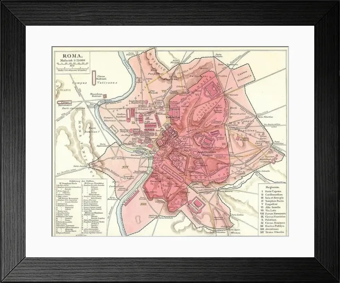 Framed Print : Map of the 14 administrative regions of ancient Rome, drawn circa 1886 Framed Print : Map of the 14 administrative regions of ancient Rome, drawn circa 1886